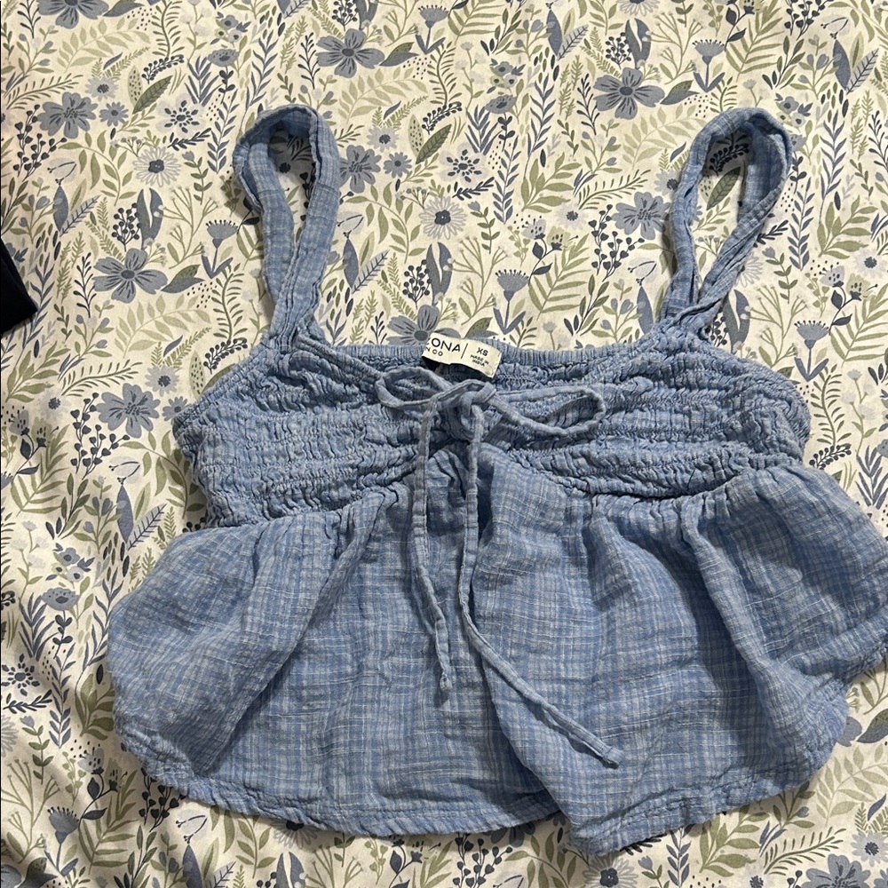 Arizona Jean Company Light Blue Smocked Camisole